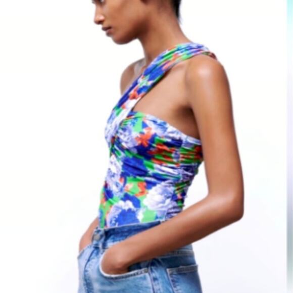 Zara Bodysuit Floral cross stripe - Picture 2 of 7